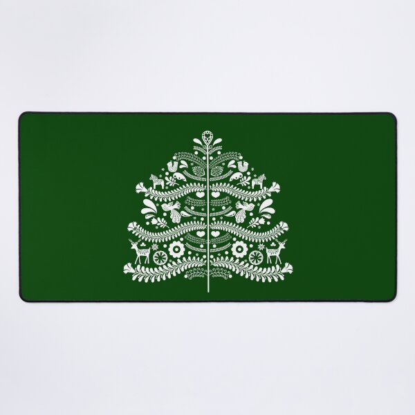 Item preview, White on Green Scandinavian Folk Art Style Christmas Tree Design designed and sold by Gsallicat.