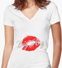 Big Lips Women's Fitted V-Neck T-Shirt