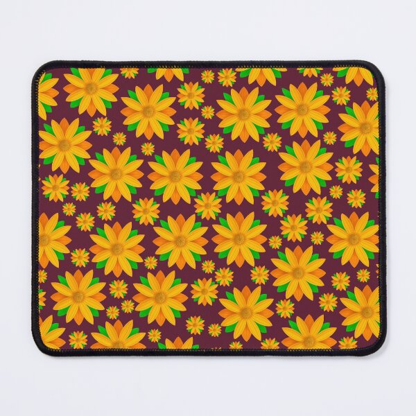 Item preview, Orange Flower Pattern On Maroon Background designed and sold by Gsallicat.