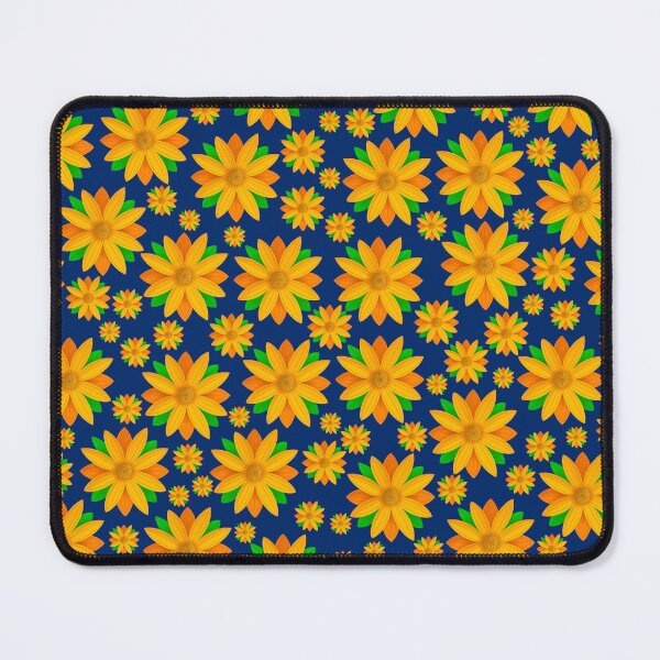 Item preview, Orange Flower Pattern On Blue Background designed and sold by Gsallicat.