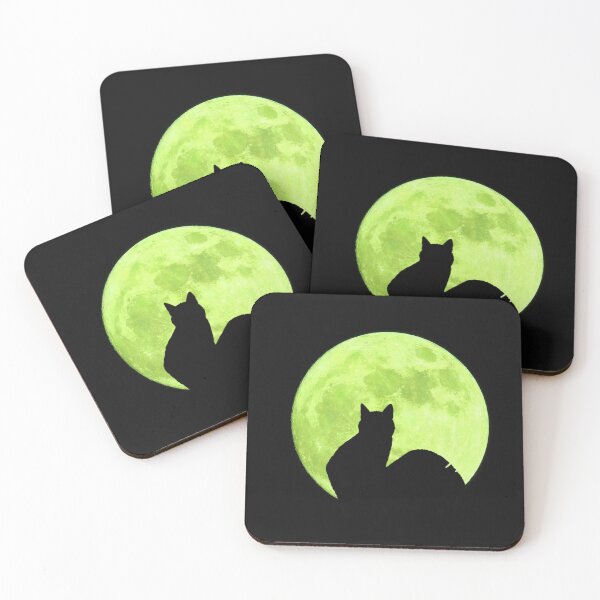 Item preview, Sweet Kitty Cat Under Green Full Moon designed and sold by H3designs.