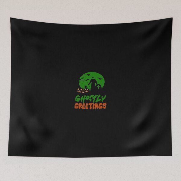 Item preview, Ghostly Greetings Halloween Wishes Design Art Green Color designed and sold by anjanaartz.