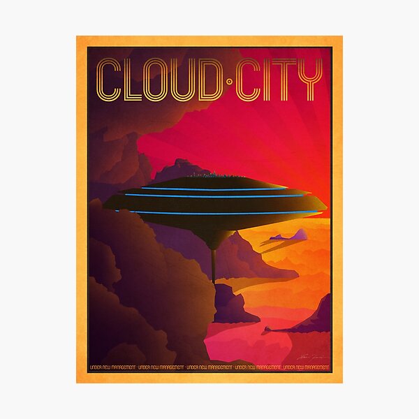 Cloud City Retro Travel Poster Photographic Print