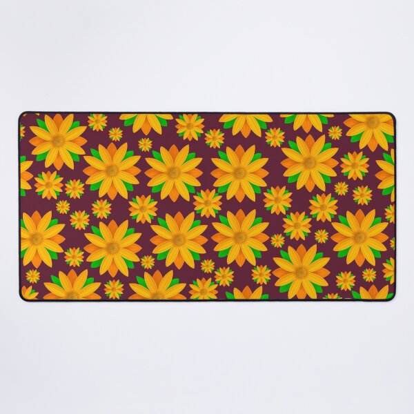 Item preview, Orange Flower Pattern On Maroon Background designed and sold by Gsallicat.