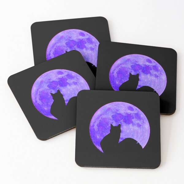 Item preview, Sweet Kitty Cat Under Indigo Full Moon designed and sold by H3designs.