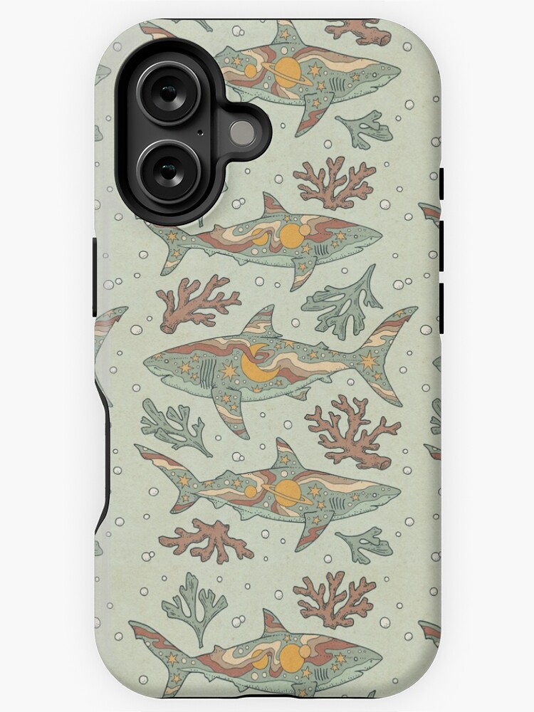Thumbnail 1 von 4, iPhone-Hülle, Mitternachtsschwimmen | Ozeanhai-Kunst | Staubige Sonnenuntergangspalette designt und verkauft von OMEGAFAUNA.