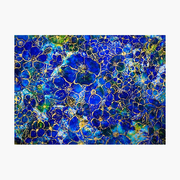 Floral abstract blue 1 Photographic Print