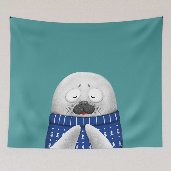 Item preview, Cute Seal Wearing Blue Sweater designed and sold by Luan Huynh.
