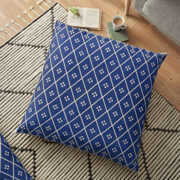 Blue Oriental Traditional Boho Moroccan Style Floor Pillow