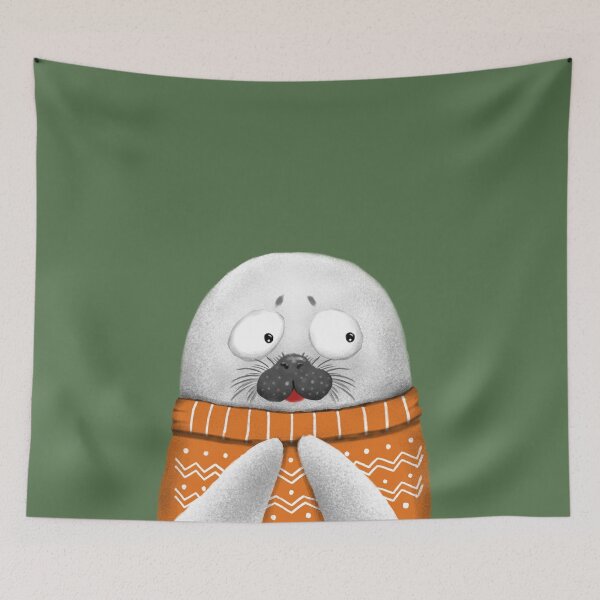 Item preview, Cute Seal Wearing Orange Sweater designed and sold by Luan Huynh.