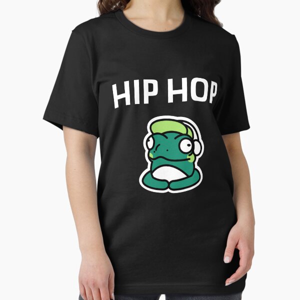 Vista previa del artículo con la obra «Camisa de rana divertida de Hip Hop Me encanta la música divertida de Hip Hop», diseñado y vendido por Rwsnider8.