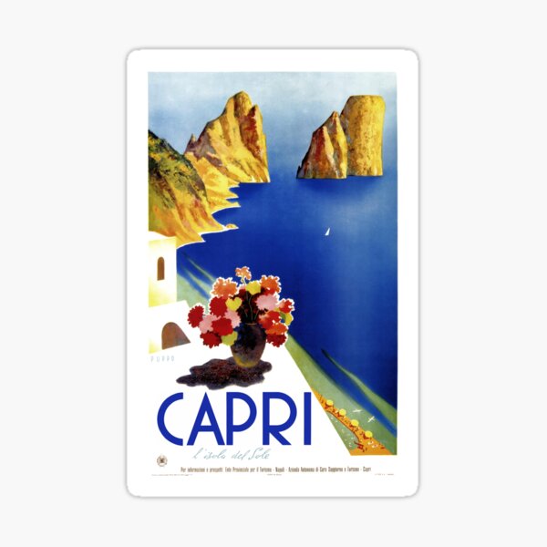 Item preview, 1952 ITALY Capri Island Of The Sun Travel Poster designed and sold by retrographics.