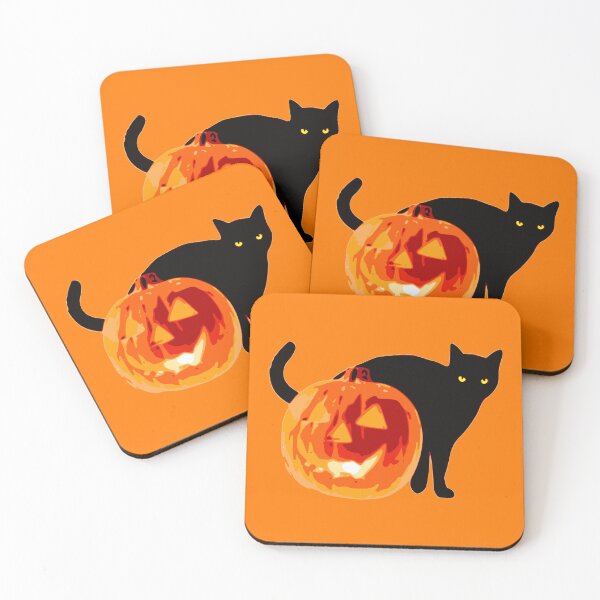 Item preview, Cat and Jack-o'-Lantern designed and sold by ArtEntwined.