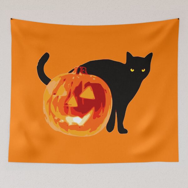 Item preview, Cat and Jack-o'-Lantern designed and sold by ArtEntwined.