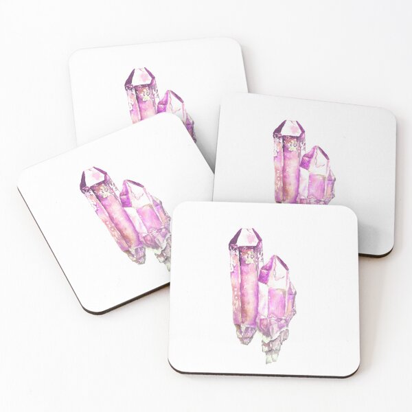 Item preview, Pink Amethyst crystal, watercolour crystal painting designed and sold by Goldstarwork.