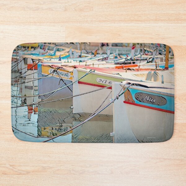 Item preview, Fishing Boats in the harbour in Nice, France  designed and sold by Marlene Watson-Hall.