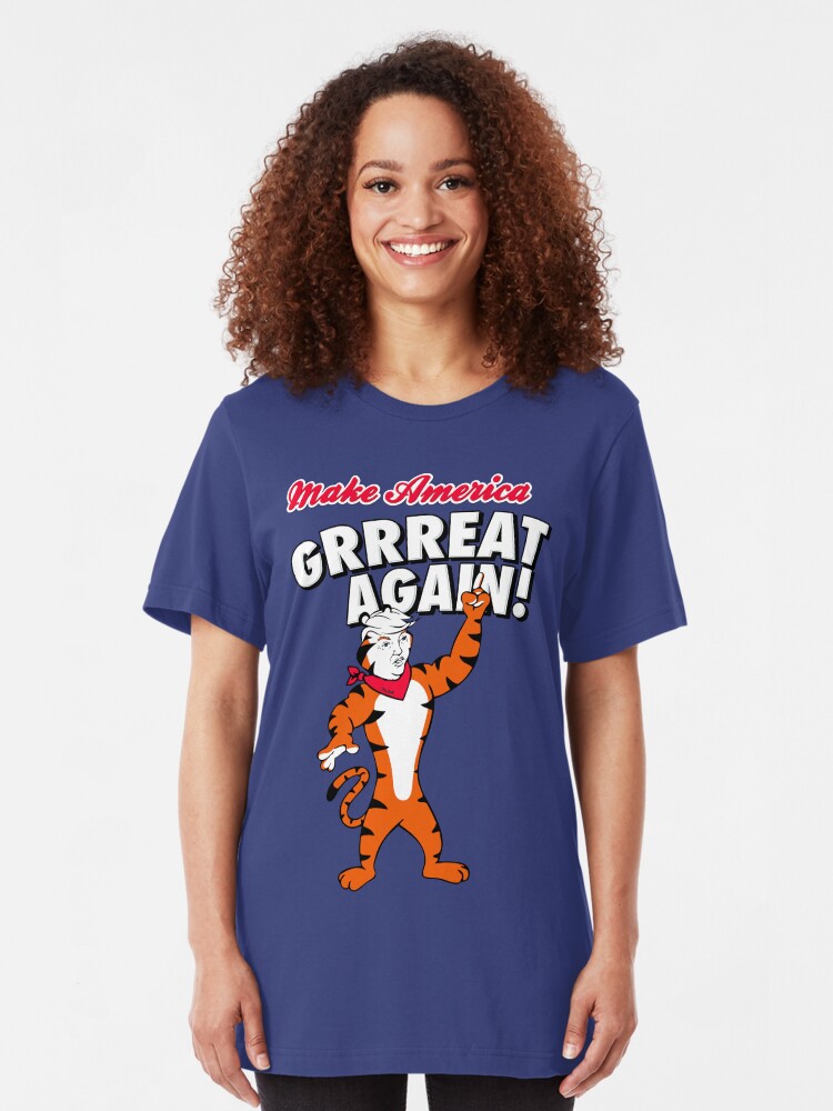 Alternate view of Make America GRRREAT AGAIN! - Trump the Tiger Slim Fit T-Shirt