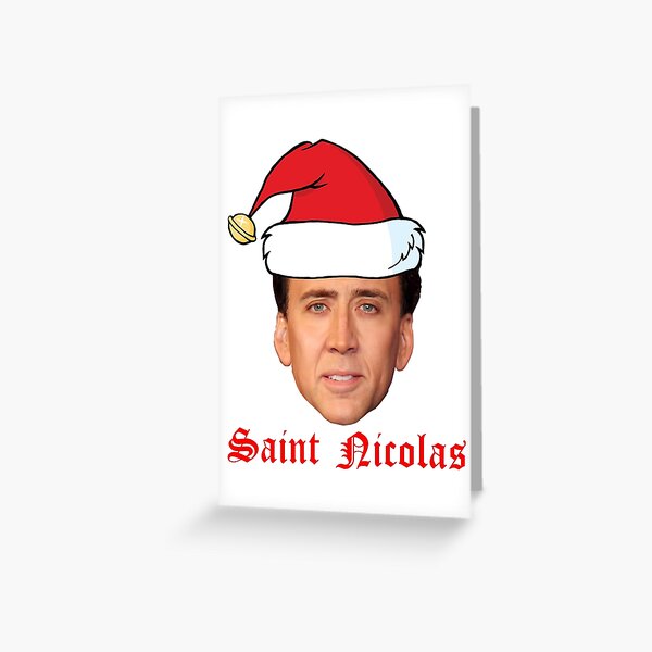 Vista previa del artículo con la obra «Tarjeta navideña de San Nicolas Cage», diseñado y vendido por darthfader.