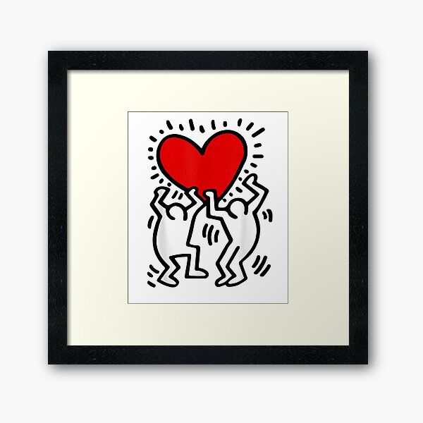 Funny Keiths Harings Design Arts Heart Retro American Artist Framed Art Print