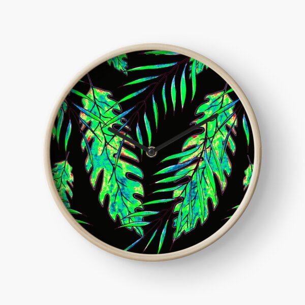 Green Leaves on Black Clock