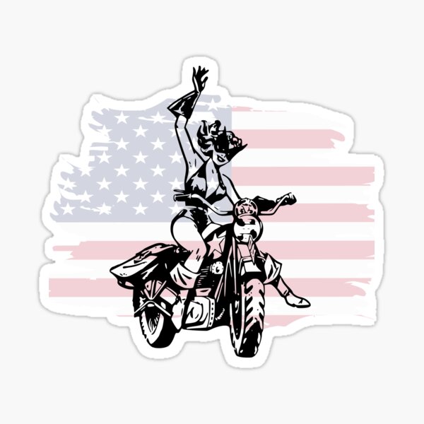 Pinup pin-up girl policeman on a red motorcycle in pursuit sticker decal 4" x 5" 