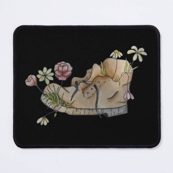 Item preview, aesthetic old boot with flowers (black background) designed and sold by -Lily-Anne-.