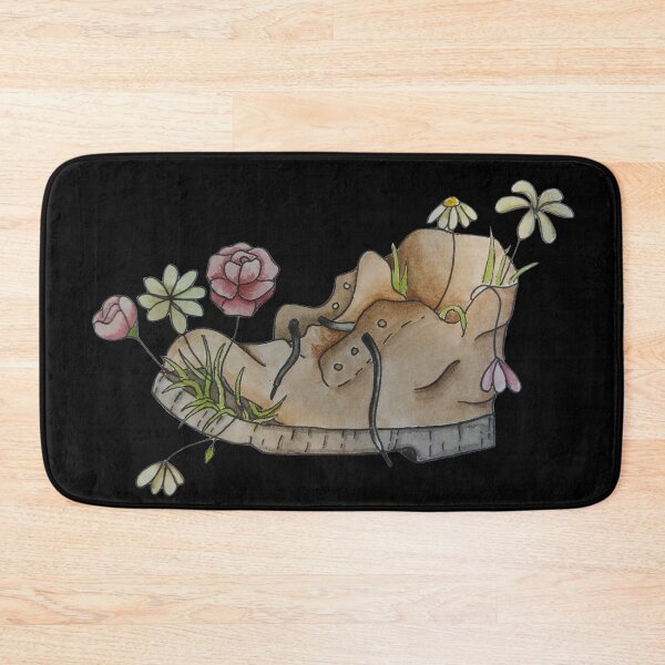 Item preview, aesthetic old boot with flowers (black background) designed and sold by -Lily-Anne-.