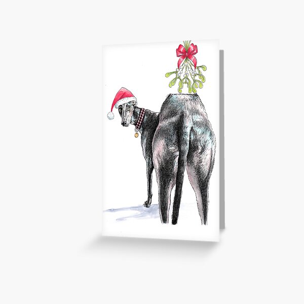 "Cheeky Greyhound Christmas " Greeting Card for Sale by aliroobs