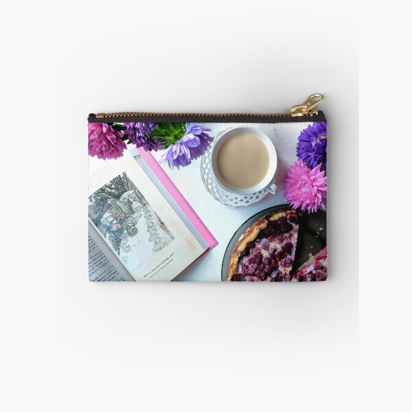 Item preview, Photo artwork: Raspberry Pie, Aster flowers, Coffee cup, Book designed and sold by GrayCatGraphics.