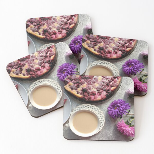 Item preview, Photo artwork: Raspberry Pies, Aster bouquet, Milk coffee cup designed and sold by GrayCatGraphics.