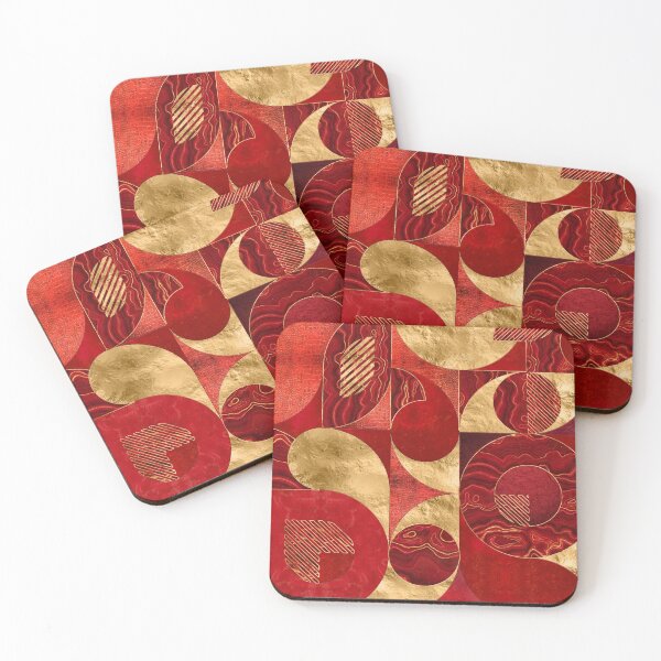 Item preview, Geometric Abstract - Red textures and Gold designed and sold by k9printart.