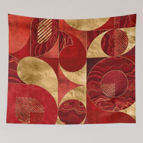 Item preview, Geometric Abstract - Red textures and Gold designed and sold by k9printart.