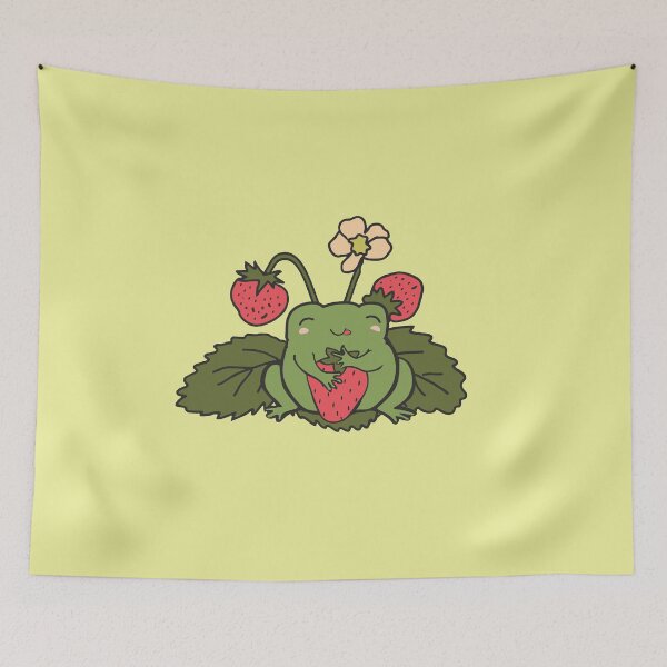 Item preview, Cottagecore Aesthetic Frog with Strawberry Cute Kawaii Lover Gift designed and sold by alenaz.