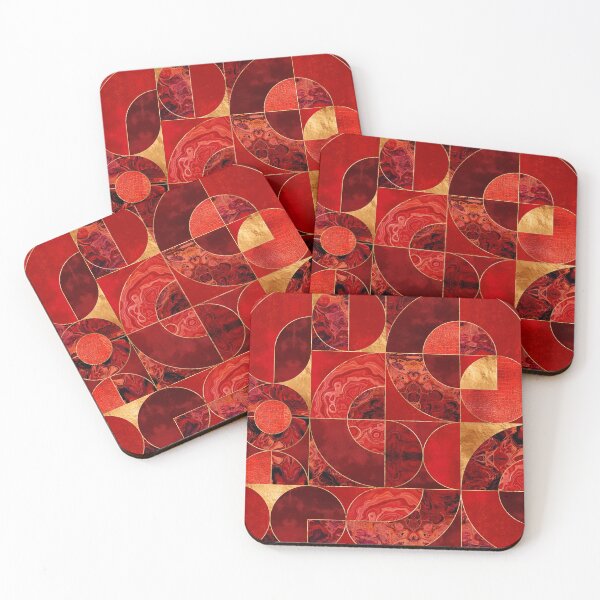 Item preview, Geometric Abstract - Red textures and Gold designed and sold by k9printart.