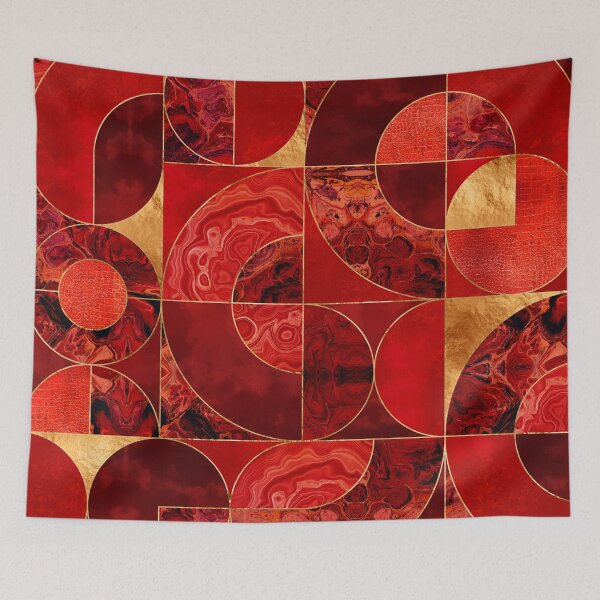 Item preview, Geometric Abstract - Red textures and Gold designed and sold by k9printart.
