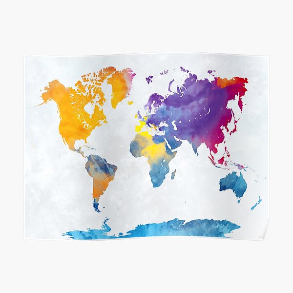 "Colorful World Map" Poster for Sale by printODdanek | Redbubble