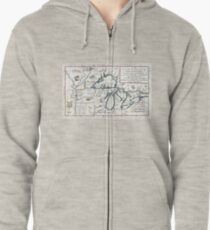 Vintage Map of The Great Lakes (1696) Zipped Hoodie