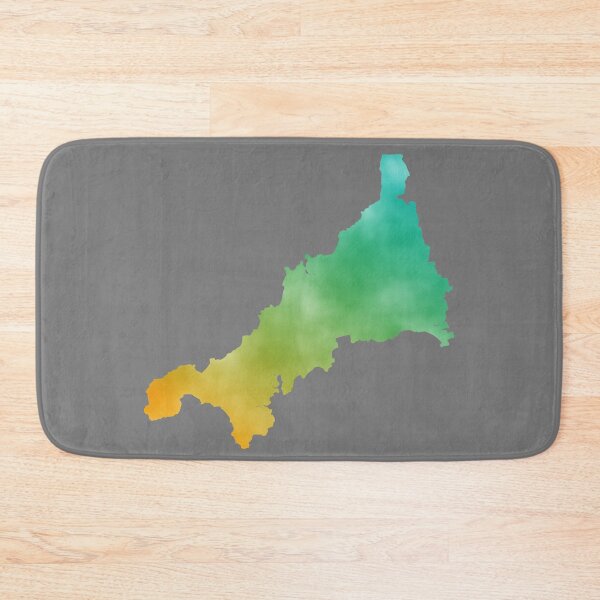 Item preview, Watercolour Cornwall Map Cyan Green Yellow designed and sold by cashewdays.