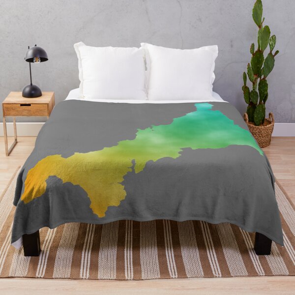 Item preview, Watercolour Cornwall Map Cyan Green Yellow designed and sold by cashewdays.