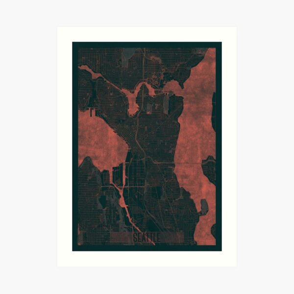 Seattle Map Red Art Print