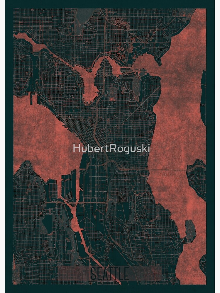 Seattle Map Red by HubertRoguski
