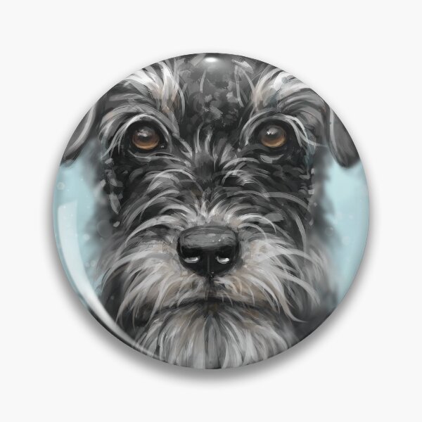 Item preview, Painting of a Black and White Schnauzer on Blue Background designed and sold by ibadishi.