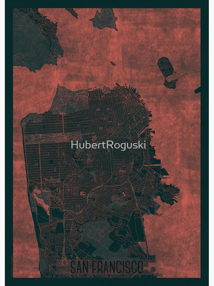 San Francisco Map Red by HubertRoguski
