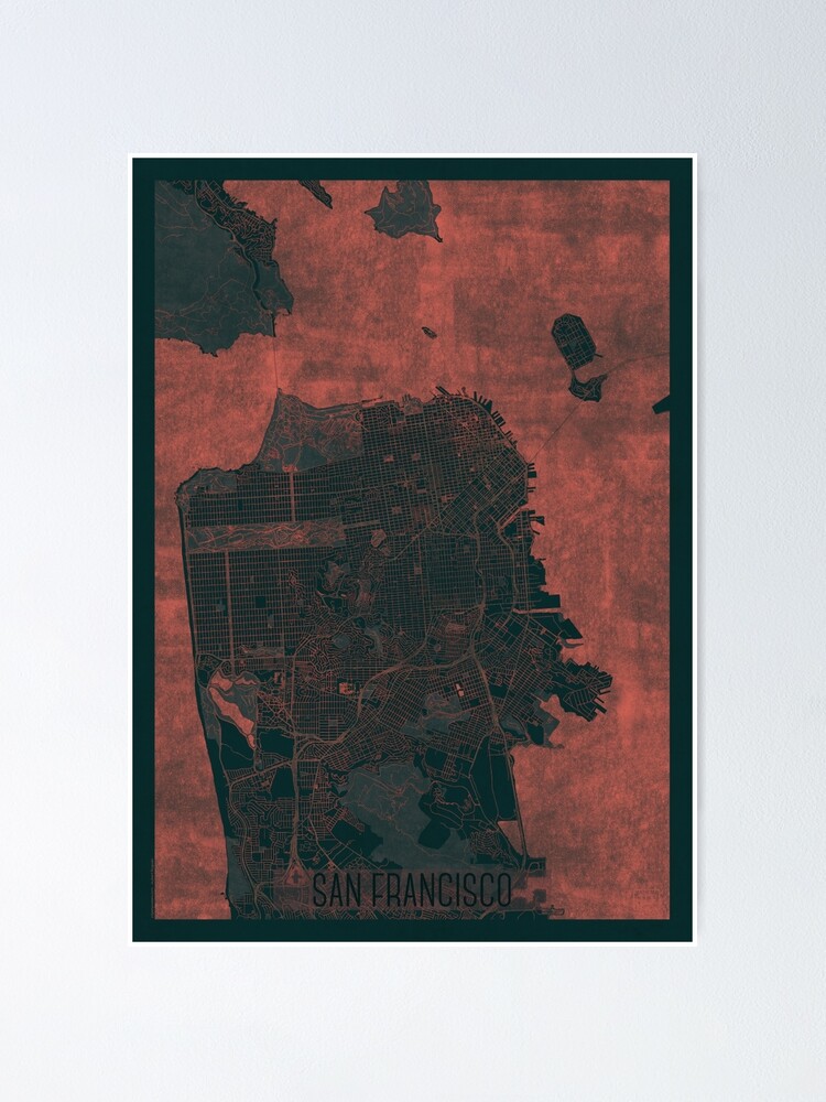 Alternate view of San Francisco Map Red Poster