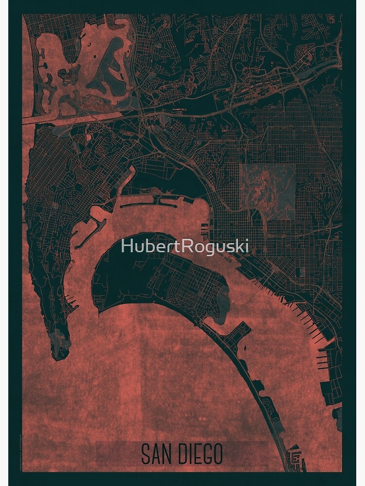 San Diego Map Red by HubertRoguski