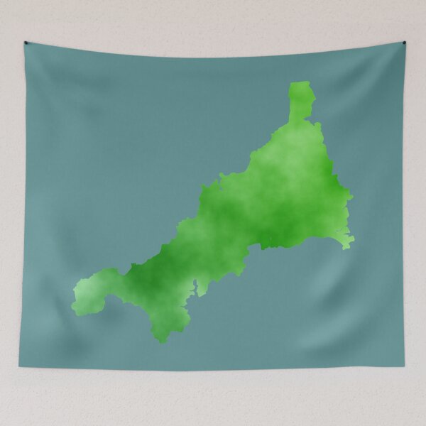 Item preview, Watercolour Cornwall Map Green designed and sold by cashewdays.
