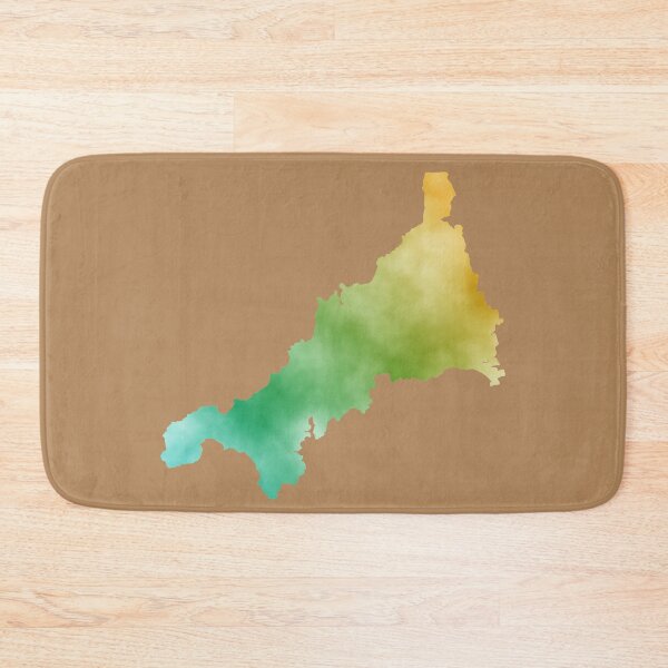 Item preview, Watercolour Cornwall Map Yellow Green Cyan designed and sold by cashewdays.