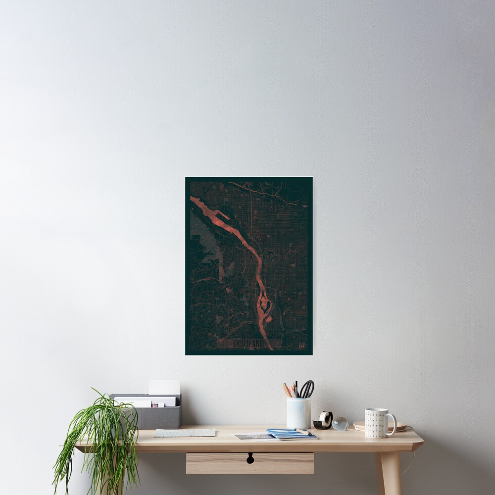 Portland Map Red Poster