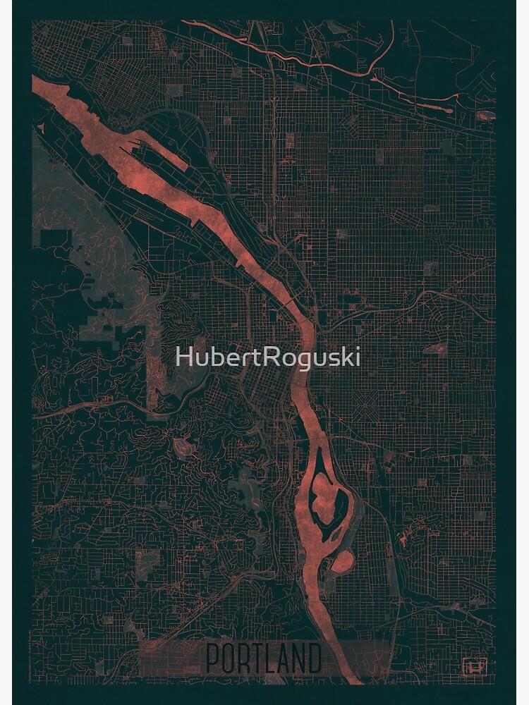 Portland Map Red by HubertRoguski