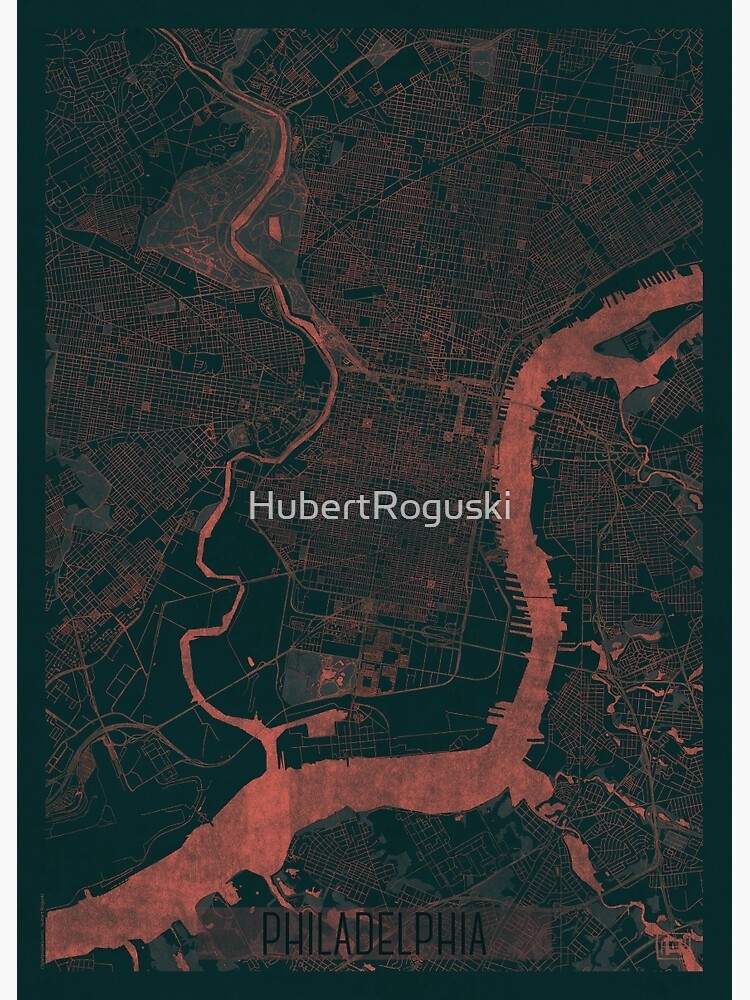 Philadelphia Map Red by HubertRoguski